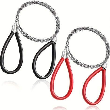 Scie à câble portable en acier inoxydable - Outil de coupe de corde de survie d'urgence à main (ensemble de 2 pièces) (1/5)