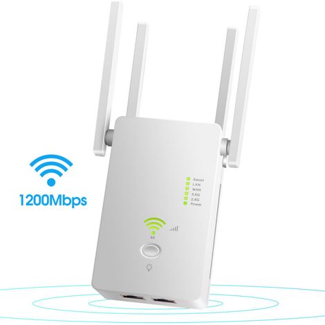 L'amplificateur de signal d'extension de portée WiFi couvre jusqu'à 2640 pieds carrés et 25 appareils, répéteur WiFi double bande jusqu'à 1200 Mbps avec port Ethernet Booster Internet pour la maison (1/5)