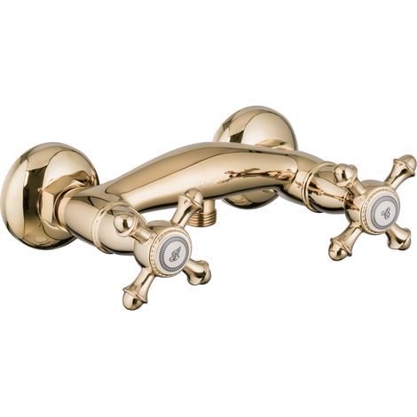 PaulGurkes Duscharmatur Gold Mischbatterie Antik Retro Zweigriffmischer (1/2)