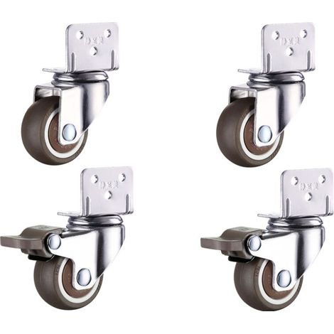 VURAHOME - Roulettes pivotantes pour meubles - Petites roulettes avec frein - 32 mm - Roulettes silencieuses en caoutchouc - Petites roulettes pivotantes pour meubles, jardinières Lot de 4 (1/5)