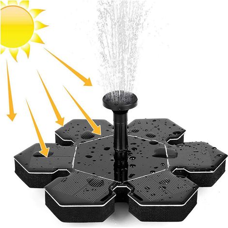 Fontaine solaire extérieure 1,4W – 4 buses pour jardin et bassin – Débit 180L/h – Hauteur 30–60cm – Automatique au soleil (1/5)