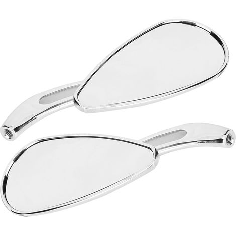 Rétroviseurs Moto Chromés 2 Pièces, Filetage 8mm 10mm, Forme Goutte Crâne, Rétroéclairage Guidon, Miroirs Arrière Universels (1/3)