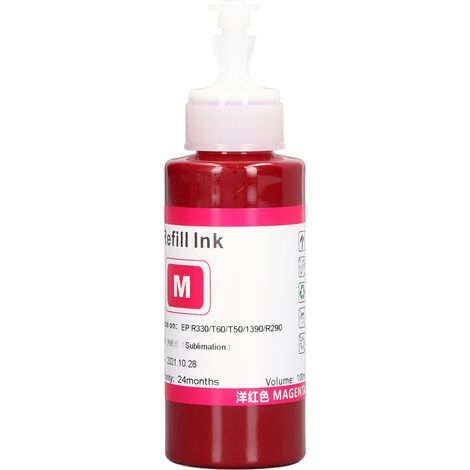 Encre de sublimation pour imprimante numérique, magenta (M), transfert thermique, encrage haute qualité pour impression par chaleur, cartouche d'encre de transfert (1/5)