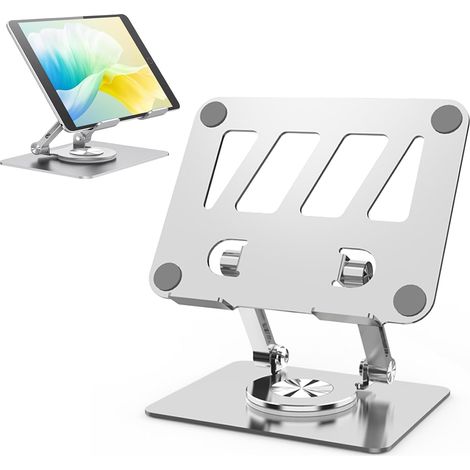 Soporte para tableta con base giratoria de 360 grados, ajustable y plegable, compatible con iPad/Pro/Air/Mini, tabletas, iPhone 15 Pro, Switch y más de 4,7 a 12,9 pulgadas (plateado) (1/5)