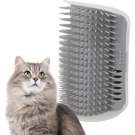 Cepillo de esquina para gatos, Aseo automático, Cepillo para eliminar el pelo, Peine para perros y gatos, Cepillo automático para gatos, Gris (1/5)