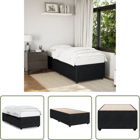 The Living Store Bettgestell Schwarz 80x200 cm Samt - Samtbett - Doppelbett - Boxspringbetten - Schwarzes Bett - Schlafzimmer Dekoration (1/5)