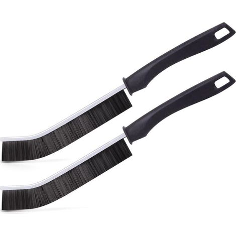 Brosse de nettoyage à poils durs, outil de nettoyage de fissures ménager multi-usages, 2 pièces, noir (1/4)