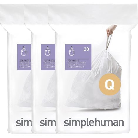 sacs poubelle sur mesure, 3 x paquet de 20 (60 sacs), plastique blanc (1/5)