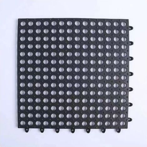Lot de 4 dalles de drainage modulaires en PVC souple antidérapantes, 30,5 x 30,5 cm – Tapis de sol pour piscine, baignoire et extérieur – Gris (1/5)