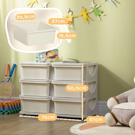 Boîte de rangement pour enfants, 3 tiroirs, blanche (1/5)