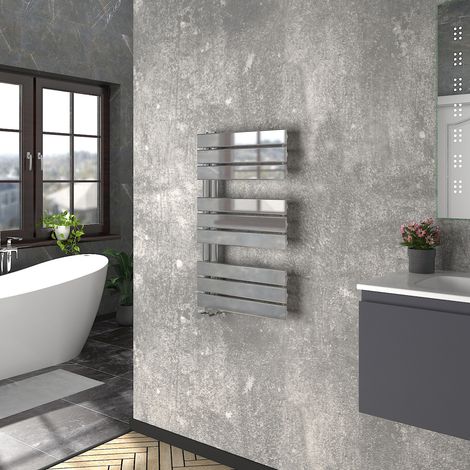 WarmeHaus Heated Towel Radiator Flat Panel Chrome 824x500mm
