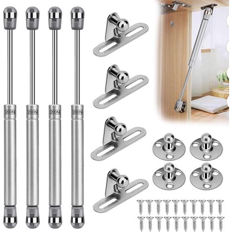 Vérin à Gaz 200N Hydrauliques, Verin Porte Cuisine Amortisseur Charniè, Verin de Coffre, Ressort Amortisseurs à Gaz pour Levage de Porte Armoire Meuble Cuisine (1/5)