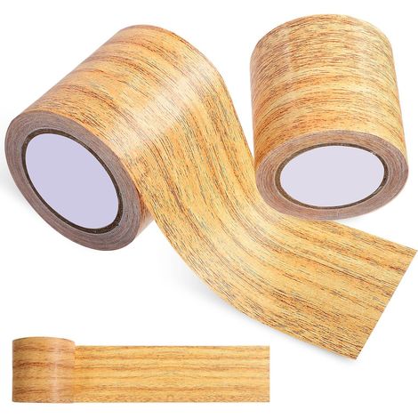 Ruban Adhésif Imitation Bois Khaki Adhésif Solide Facile à Coller 2 Pcs pour Réparation Meubles Table Chaise pour Réparation Plinthes Maison (1/5)