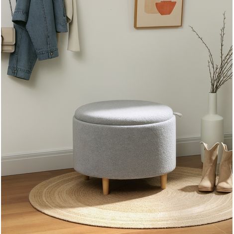 Pouf contenitore rotondo con vassoio in poliestere OKMYHOME (1/5)