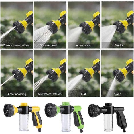 ABS Water Spray Nozzle Heavy Duty Spray Nozzle with 8 Adjustable Watering Patterns for Plants Lawn Washing Cars(Yellow) (1/4)
