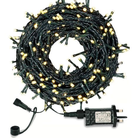 Helle 30 m lange Lichterkette mit 300 LEDs und 8 Leuchtmodi für den Außenbereich, Netzbetrieb, dekorative Gartenbeleuchtung für Weihnachtsbaum, Terrasse, Garten, Haus, Hochzeit, Gartenparty und Innenb (1/5)