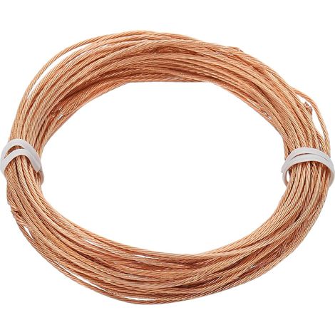 Fil de mise à la terre en cuivre nu 18 AWG 25 pieds Câbles en tressé solide Électronique Conducteur en torsadé pour lampe Équipement électrique