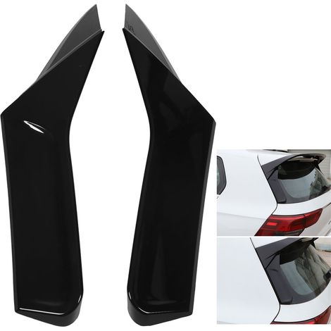 Modification automobile : Aileron de lunette arrière compatible avec VW Volkswagen Golf 8 MK8 (paire) en noir brillant.