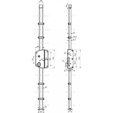 Thirard – Serrure électrique à fouillot pour porte d'entrée – Verrouillage 3 points – Axe 50mm – Coffre 85x174mm – Installation en applique