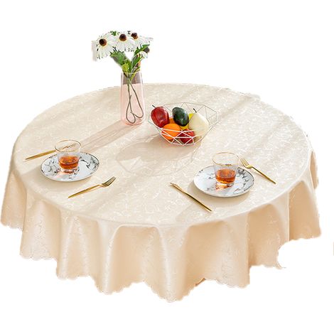 Mantel redondo, estampado floral, vinilo impermeable, borde festoneado, cocina/comedor (1/5)
