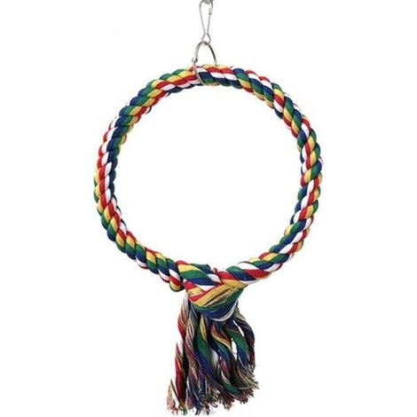 N/4 Support en Corde de Coton pour Perroquet, Jouet de Décoration pour Cage, Perchoir Suspendu pour Perruches Ondulées, Jouet à Mâcher, Balançoire pour Perroquet, Perchoir Circulaire pour Perroquet (1/5)