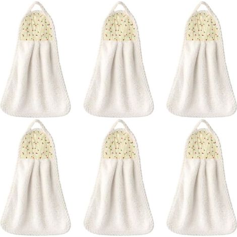 6 Stück Handtücher zum Aufhängen, Korallenvlies-Handtuch, wasserabsorbierendes Handtuch für Zuhause, Küche, Badezimmer, Beige