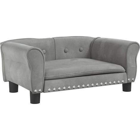 Hundebett Hellgrau 70x45x30 cm Samt vidaXL