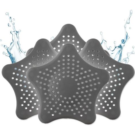 Tamis d'écoulement Universel en Silicone - 3+1 Tamis à Cheveux Gratuit - Tamis de Douche avec Attrape-Cheveux - Tamis d'écoulement pour Douche, lavabo, Baignoire et Cuisine(gris) (1/5)