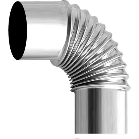 Coude de tuyau de cheminée, acier inoxydable, installation facile, argent (1/2)
