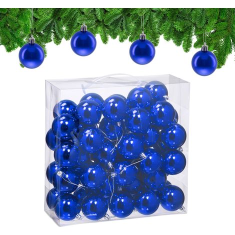 Relaxdays Palline di Natale, Set da 50 Palle Albero, Addobbi Natalizi, ∅ 6 cm, Sfere in Plastica Lucida, Blu (1/5)