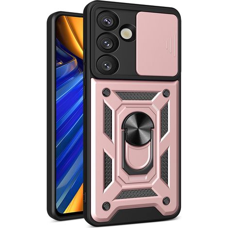 Funda Hybrid Armor Camshield con cubierta para la cámara y anillo metálico para Samsung Galaxy S25 - rosa (1/5)