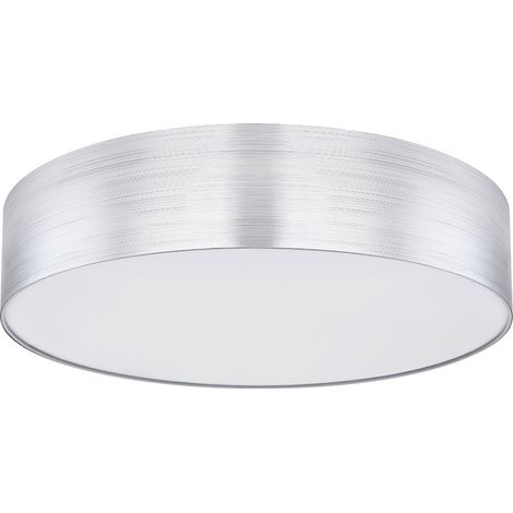 Deckenlampe Wohnzimmerlampe dimmbar mit Fernbedienung Tageslicht Deckenleuchte Schlafzimmer LED , Memoryfunktion CCT Timer Nachtlicht, Metall weiß silber, LED 40W 2500Lm 3000-6000K, DxH 60x12cm