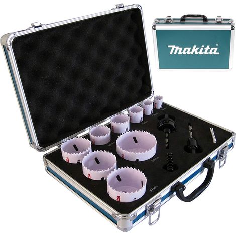 Makita D-47282 12 PC Electricians Holesaw Set 19mm - 68mm 2 Arbors + Metal Case (1/6)