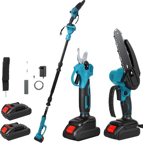 Sega elettrica, asta telescopica, attrezzo da potatura ad alte prestazioni, con 2 batterie (1/2)