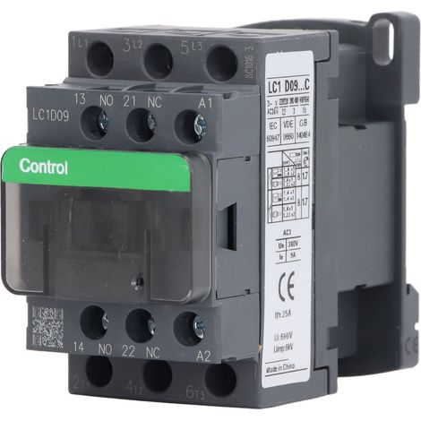 Contacteur CA basse tension, 1 contact normalement ouvert, 1 contact normalement fermé, LC1D09, contacteur électronique, 9 A, tension nominale 380 V, bobine 24 V CA (1/5)