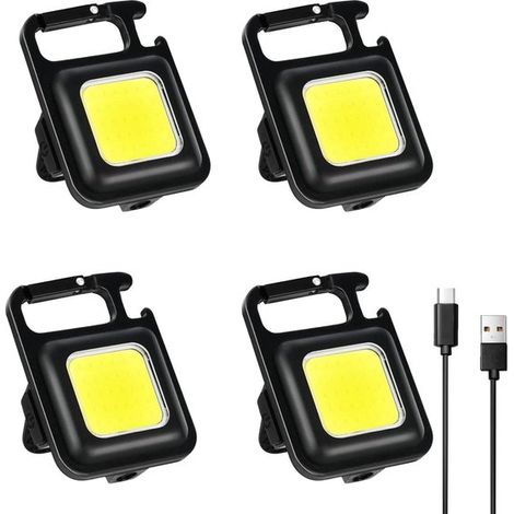 Ensemble de 4 mini lampes de poche porte-clés COB, ouvre-boîte, lampe d'inspection magnétique, lampe de travail portable, lampe de secours, rechargeable par USB (1/5)