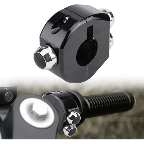 Motorradschalter, 22 mm, CNC-gefrästes Aluminium, schwarz, Momenttaster mit Sperr- und Rückstellfunktion, Lenkergriff, Rückrufschalter (1/5)