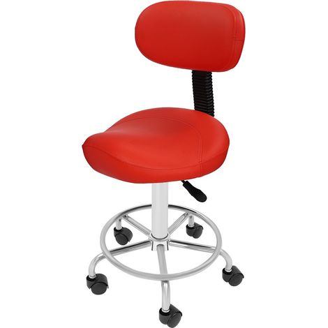 Drehbarer Sattelstuhl mit Rückenlehne, ergonomischer Barhocker, höhenverstellbar, um 360° drehbarer Arbeitshocker, geeignet für Zuhause, Büro und Wellnessbereiche, Belastbarkeit 150 kg – Rot (1/5)