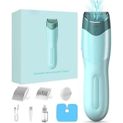 Vakuum-Haarschneider für Kinder und Männer, elektrisches Schneideset mit Doppelmotor, professioneller kabelloser Haarschneider, IPX7 wasserdicht, wiederaufladbar, blauer Staubsauger (1/5)