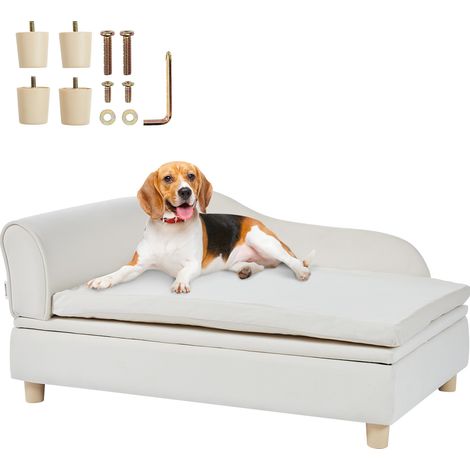 VEVOR Sofá para Mascotas, Sofá para Perros y Gatos de Gran Tamaño, Sofá Cama Suave y Aterciopelado para Perros, Sofá para Gatos de Carga de 50 kg, 910 x 585 x 415 mm, Color Blanco, 10,2 kg de Peso