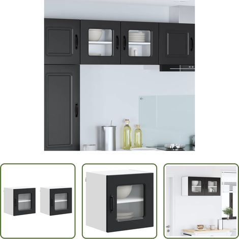 Holz Küchenschrank - Küchenschrank mit Speicher Kalmar 2 pcs Schwarz 40 x 31 x 40 cm (1/5)