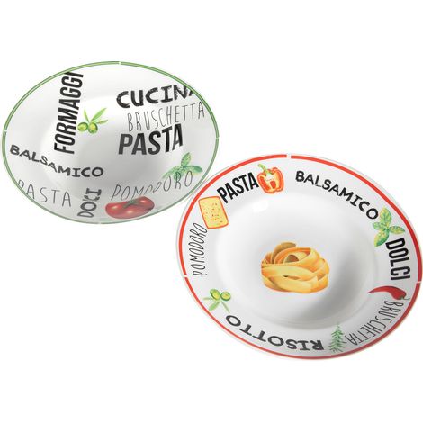 2er Set Pasta Teller - 26,5 cm - Pastateller Speiseteller Porzellan Geschirr Tellerset
