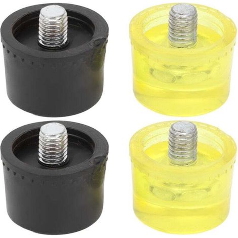 Lot de 2 Embouts de Rechange pour Marteau en Caoutchouc, TêTe de Frappe, Maillet, Jaune, Noir (Φ25mm)