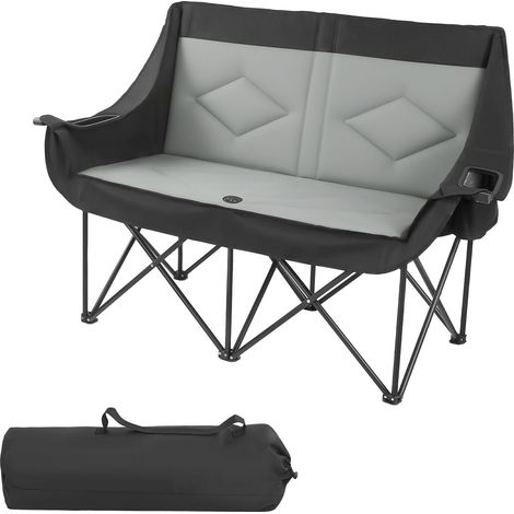 Mophorn Silla de Camping Plegable Doble, Capacidad de 300 kg con Respaldo Acolchado, Silla Portátil de Tela Oxford 600D con Portavasos y Bolsillos para Exterior, Playa, Jardín para 2 Personas (1/5)