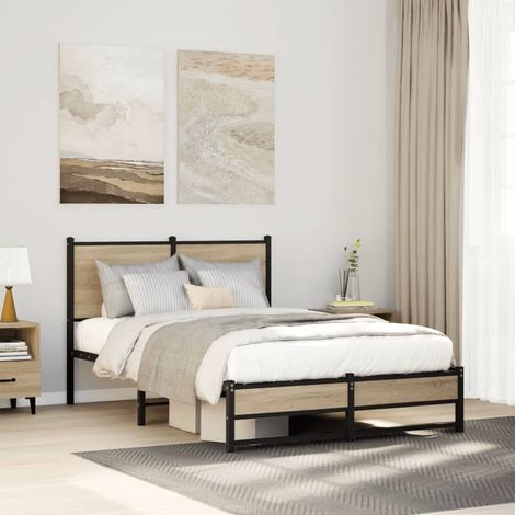 Metallbett ohne Matratze Sonoma-Eiche 120x200 cm (1/5)