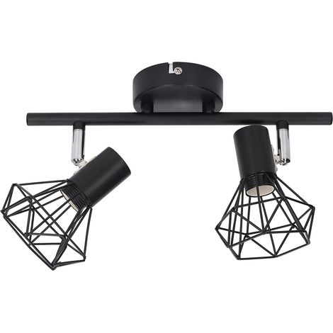 Spot plafonnier 2 spots rail orientable vintage, douille E14, kit luminaire ajustable 85-265V (1/5)