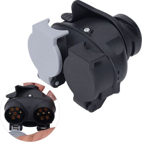 Adaptateur remorquage 13 vers 2×7 broches étanche – Alimentation 12 V, normes 12N/12S pour remorque et caravane – Câblage complet (1/5)