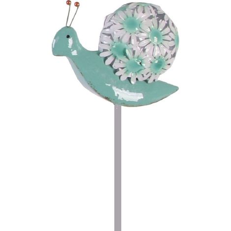 TrendLine Gartenstecker Schnecke Metall 113 x 17 cm türkis/weiß Gartenstecker