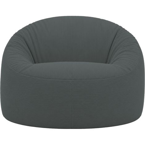 Pouf déhoussable velours côtelé 100 cm gris