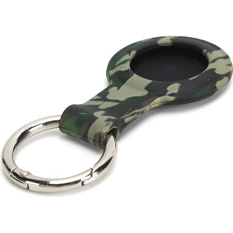 Étui de protection en silicone avec anneau porte-clés pour téléphone iOS, coloris vert camouflage. (1/5)